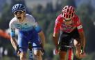 Nicholas Schultz, a la izquierda, y Magnus Cort Nielsen, a la derecha, en el esprint de la décima etapa