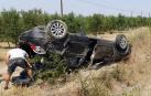 Estado en el que quedó el vehículo tras salirse de la vía y volcar