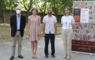 Joaquim Llansó, director del Servicio de Archivos, la consejera Rebeca Esnaola, el alcalde Koldo Leoz y la  coordinadora de la Semana de Estudios Medievales, Julia Pavón