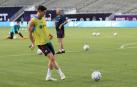Lewandowski, en un entrenamiento con el Barcelona en Dallas