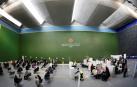 Polideportivo de la UPNA, en marzo del pasado año, con motivo de las vacunaciones. Contrataciones y sustituciones por covid elevaron el gasto en 40 millones