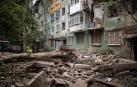 Efectos de los ataques con misiles rusos en la ciudad de Kostiantynivka (Ucrania)