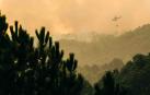 Medios aéreos trabajan este domingo para sofocar el fuego declarado el pasado viernes en Santa Cruz del Valle, en Ávila