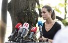 La primera ministra de Finlandia, Sanna Marin, durante una rueda de prensa tras la publicación de un vídeo en el que se le veía en una fiesta privada