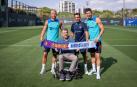 Unzué, junto a Sergi Roberto, Xavi Hernández y Robert Lewandowski