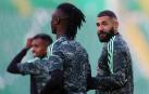 Karim Benzema y Eduardo Camavinga en Celtic Park