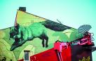 Mural realizado por Peio Iglesias y Jabi Landa, Corte, durante el festival Cantamañanas del pasado año.
