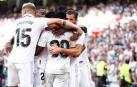 Los futbolistas del Real Madrid celebran uno de los goles contra el Real Mallorca