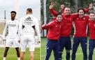 Tchouameni y, de espaldas, Benzema; Chimy Ávila, Kike García, Juan Cruz y Moi Gómez