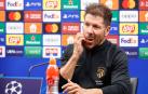 Simeone durante la rueda de prensa previa al duelo contra el Brujas