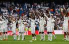 Los futbolistas del Real Madrid celebran su triunfo contra el Barcelona