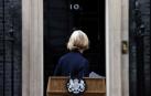 Liz Truss, tras un discurso desde el portal del número 10 de Downing Street