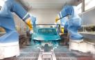Varios robots pintan una carrocería en las instalaciones de Volkswagen Navarra