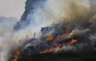 Vista del incendio forestal declarado este viernes en la localidad cántabra de Barcena de Pie de Concha