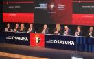 Mesa de la presidencia durante la Asamblea General de Osasuna celebrada este domigo, 30 de octubre, en Baluarte