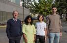 Iñaki García de Gurtubay (HUN), Mahima Kallingal (UPNA), Cristina Mariscal (HUN) y Adrián Eciolaza (UPNA) miembros del grupo de investigación que han desarrollado la técnica para registrar en vivo la actividad e inervación muscular