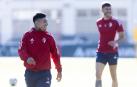 El Chimy Ávila, seis goles en Liga, sonriente en la sesión de ayer