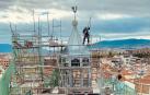 Aspecto de las obras que se realizan en la torre sur de San Cernin