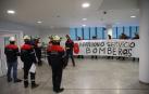 Protesta de los bomberos en la Biblioteca de Navarra