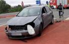 Resultado de uno de los turismos en el accidente en el que han resultado heridos dos conductores en Tudela