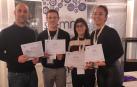 Participantes en la Olimpiada Internacional de Máquinas y Mecanismos. De izda. a dcha., Aitor Plaza, Beñat Andueza, Alba Monreal y Andrea Tamayo