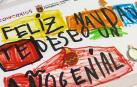 Una de las postales elaboralas por los niños para los mayores de La Milagrosa.