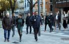 La presidenta, los dos vicepresidentes y el resto del Gobierno se dirigen al Parlamento para asistir el pasado noviembre al debate sobre el estado de Navarra