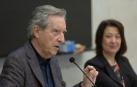 El periodista Iñaki Gabilondo en un momento de su intervención en la Facultad de Comunicación de la Universidad de Navarra.