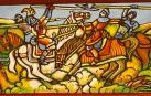Campo de la verdad: fragmento de una pintura mural de Ángel Elvira referente a César Borgia