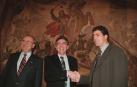 José Manuel Ayesa, Miguel Sanz y Miguel Induráin, en la presentación de la Fundación Miguel Induráin