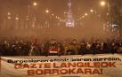 Cabecera de la manifestación celebrada este sábado por la tarde en Pamplona
