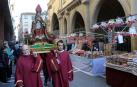 Imagen del mercadillo y procesión en honor a San Blas este viernes, 3 de febrero, en Pamplona.