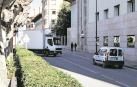 Un camión circula por la travesía de Tafalla