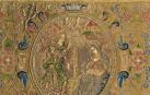 La Anunciación, detalle del terno bordado por las Carmelitas de San José de Pamplona para el monasterio de Fitero, segundo cuarto del siglo XVII