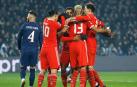 Los futbolistas del Bayern celebran el tanto de Coman