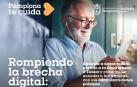 Cartel con el taller del Ayuntamiento de Pamplona 'Rompiendo la brecha digitl'.