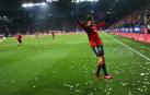 Ez Abde celebra el gol al Athletic en El Sadar.