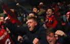 Euforia entre los aficionados rojillos en las gradas de El Sadar tras el gol de Abde