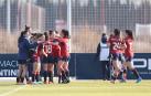 Celebración de uno de los goles de Osasuna Femenino en Tajonar