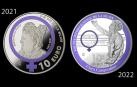 Monedas emitidas en homenaje a Emilia Pardo Bazán (2021) y Clara Campoamor (2022)