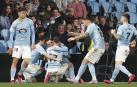 Los jugadores del Celta celebran uno de sus tres goles marcados al Rayo