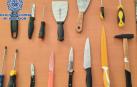 Armas incautadas por los agentes durante la riña tumultuaria en Usera