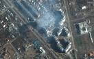 Vista de edificios destruidos e incendiados en Bajmut