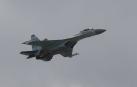 Imagen de un caza SU-27 como los que interceptaron al dron estadounidense, en una exhibición aérea en Zhukovsky (Rusia)