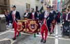 Salida del cortejo del 'Cuerpo de Ciudad' desde la plaza Consistorial de Pamplona