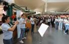 Estudiantes del Conservatorio Superior de Música de Navarra (CSMN), en una actuación en el Mercado del Ensanche