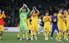 Los jugadores del FC Barcelona a la finalización del encuentro