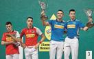 Gaskue, mirándose la mano, Zabala, Larrazabal y Eskiroz, podio final de este sábado en la final del Parejas de Promoción