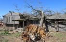 Un árbol arrancado de cuajo ha caído sobre el tejado de una vivienda en Arkansas