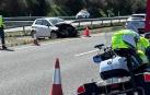 Estado en el que quedó el automóvil tras sufrir la salida de vía en la A12.